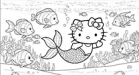 coloring pages hello kitty mermaid